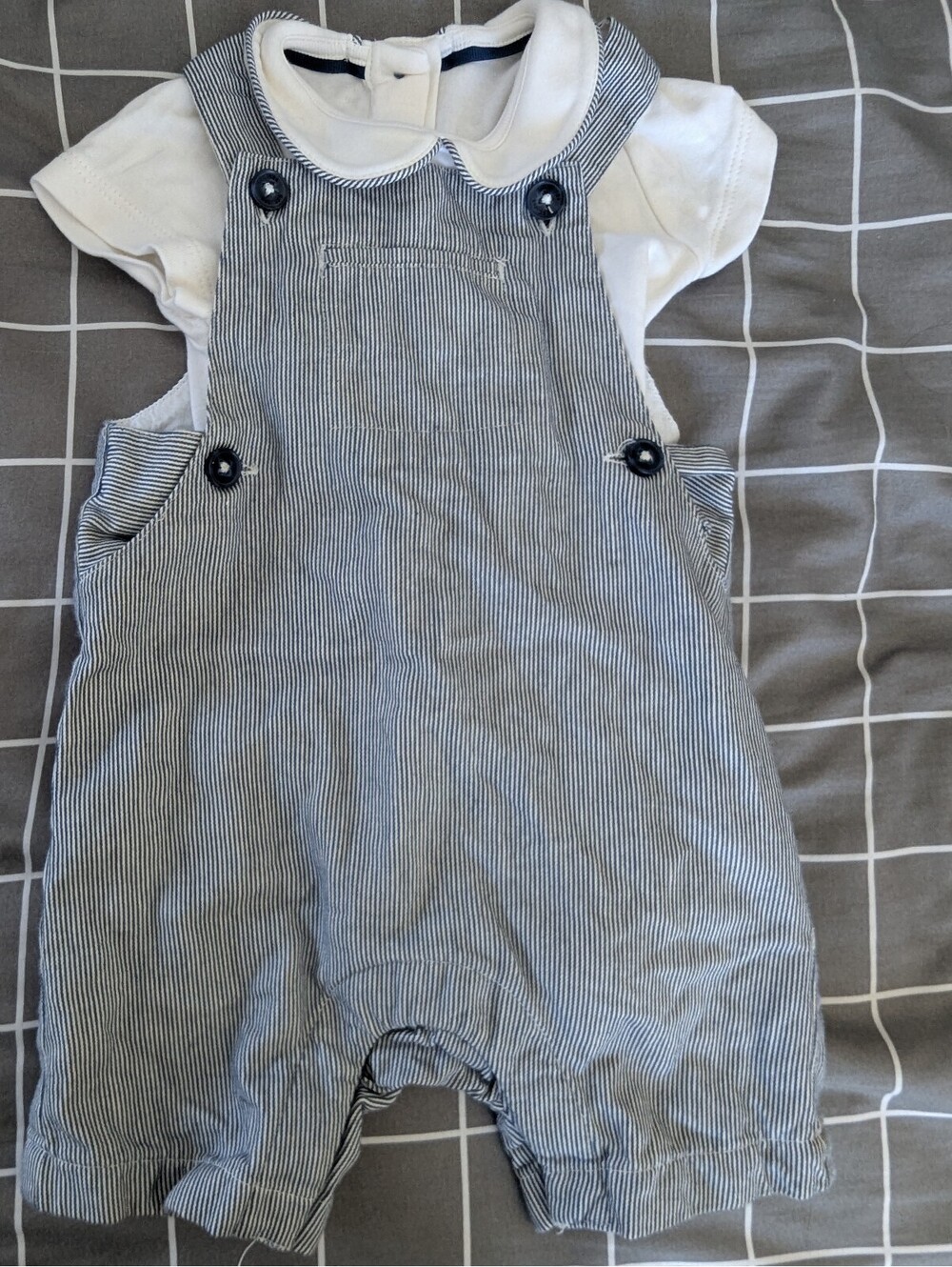 M&S striped dungarees romper overalls set